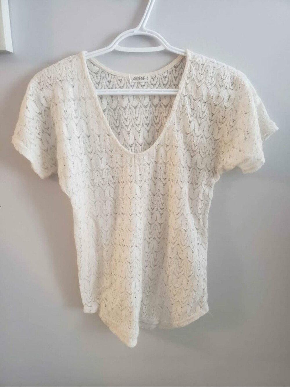 Ardene Cream Lace Short Sleeve Scoop Neck Tee